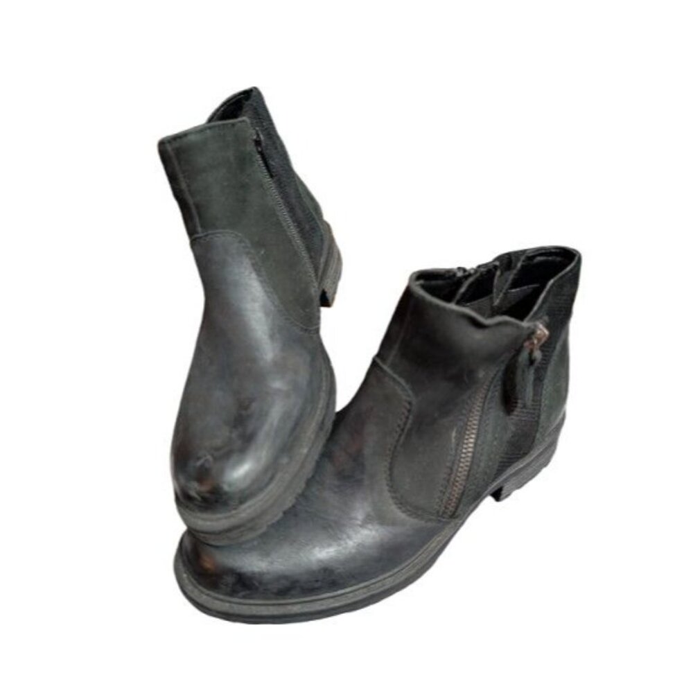 Earth Jordan Black Leather Side Zip Ankle Boot Shoes Women's US 6.5 B NWOB